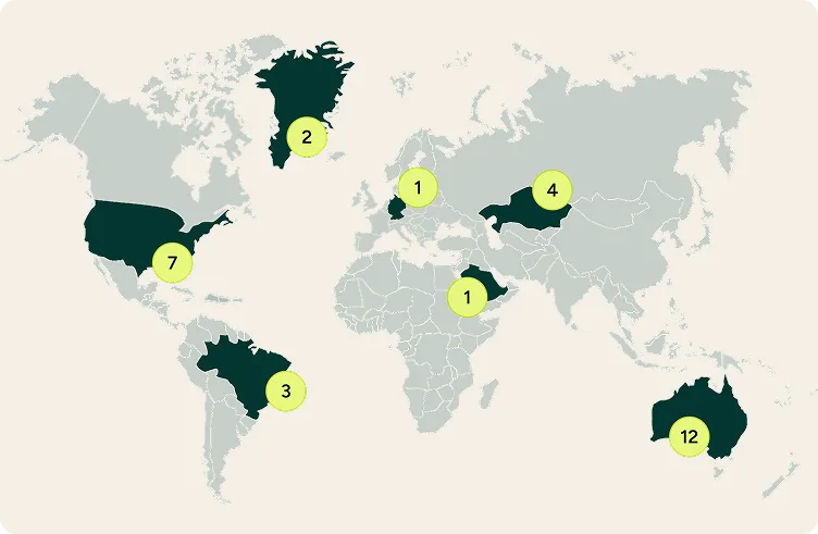 World map showing investment opportunities