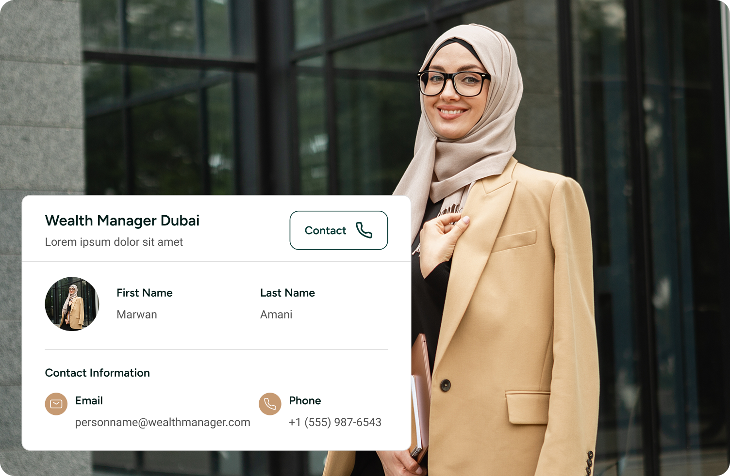 Fund information card interface